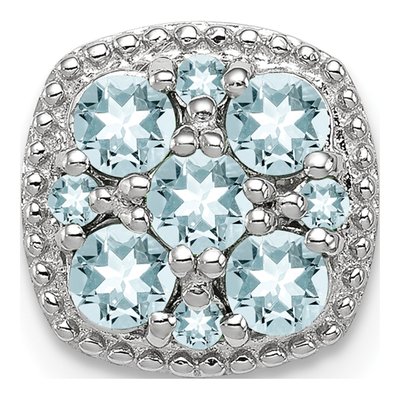 Sterling Silver Aquamarine Square Slide Pendant