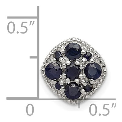 Sterling Silver Sapphire Square Slide Pendant – view 4