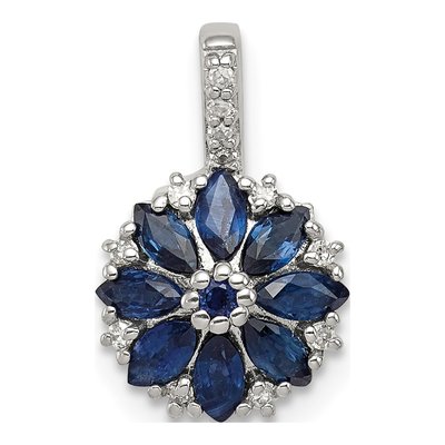 Sterling Silver 1/20 ct tw Sapphire & Diamond Pendant