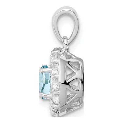 Sterling Silver Aquamarine & White Topaz Pendant – view 3