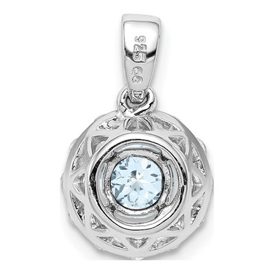Sterling Silver Aquamarine & White Topaz Pendant – view 4