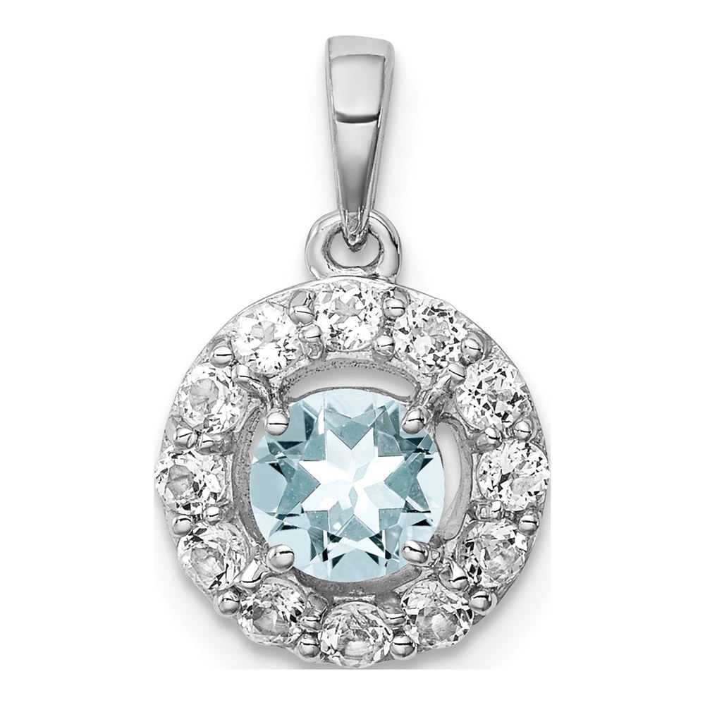 Sterling Silver Aquamarine & White Topaz Pendant