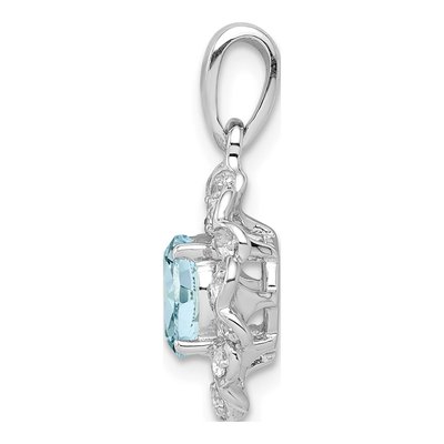 Sterling Silver Aquamarine & White Topaz Pendant – view 3