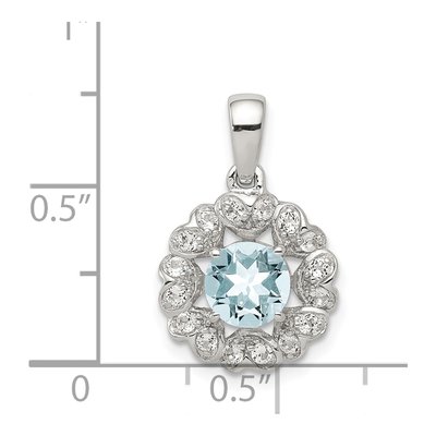 Sterling Silver Aquamarine & White Topaz Pendant – view 4