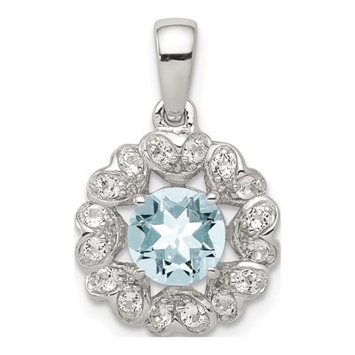 Sterling Silver Aquamarine & White Topaz Pendant