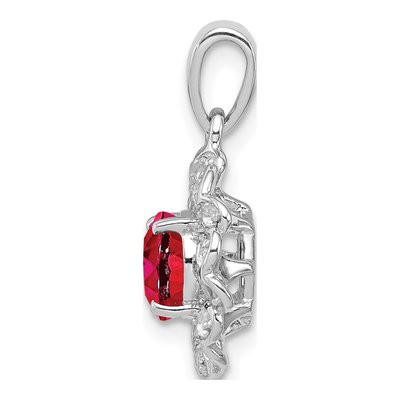 Sterling Silver Ruby & White Topaz Pendant – view 3