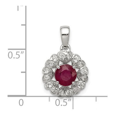 Sterling Silver Ruby & White Topaz Pendant – view 4