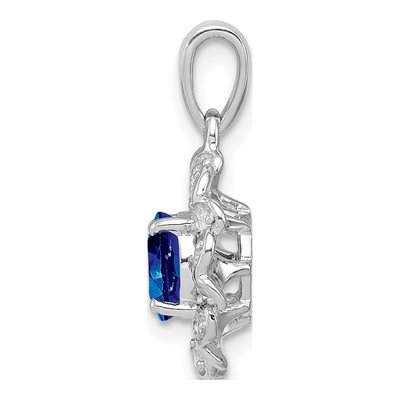 Sterling Silver Sapphire & White Topaz Pendant – view 3