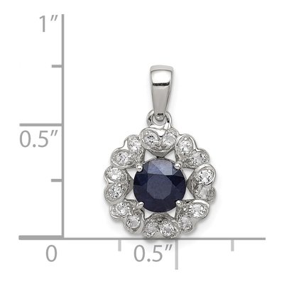 Sterling Silver Sapphire & White Topaz Pendant – view 4