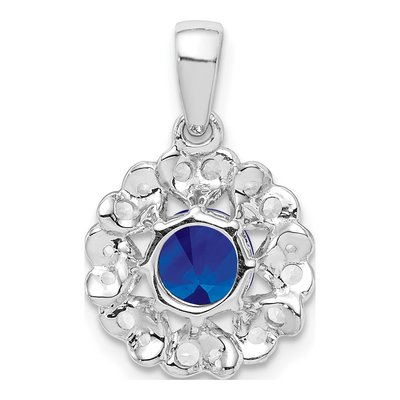 Sterling Silver Sapphire & White Topaz Pendant – view 5