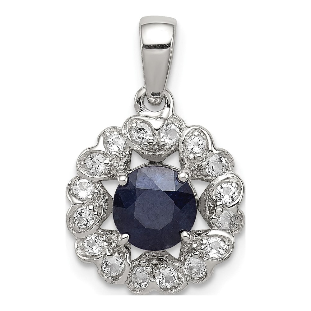 Sterling Silver Sapphire & White Topaz Pendant
