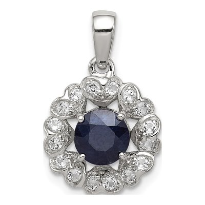 Sterling Silver Sapphire & White Topaz Pendant