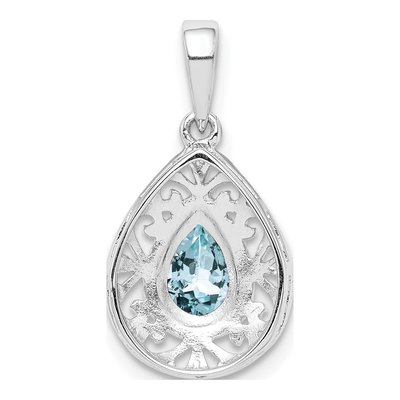 Sterling Silver Aquamarine Teardrop Pendant – view 4