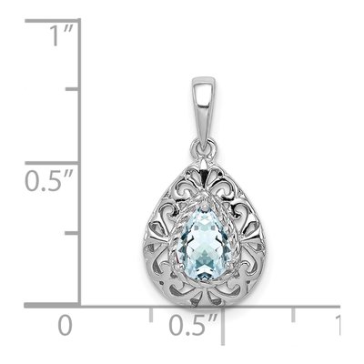 Sterling Silver Aquamarine Teardrop Pendant – view 5