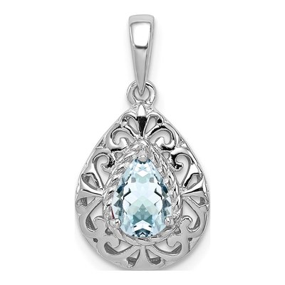 Sterling Silver Aquamarine Teardrop Pendant