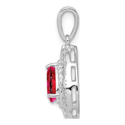 Sterling Silver Ruby Teardrop Pendant – view 3