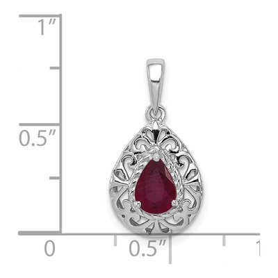 Sterling Silver Ruby Teardrop Pendant – view 4