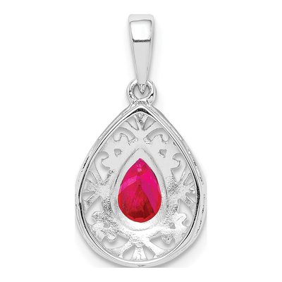 Sterling Silver Ruby Teardrop Pendant – view 5