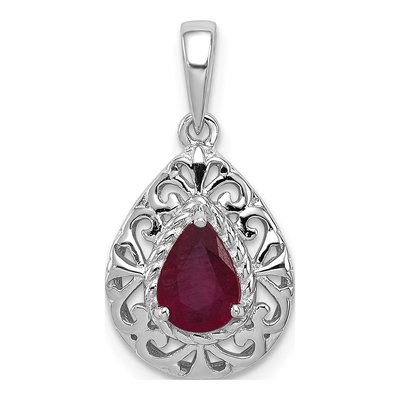 Sterling Silver Ruby Teardrop Pendant