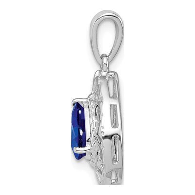 Sterling Silver Sapphire Teardrop Pendant – view 3