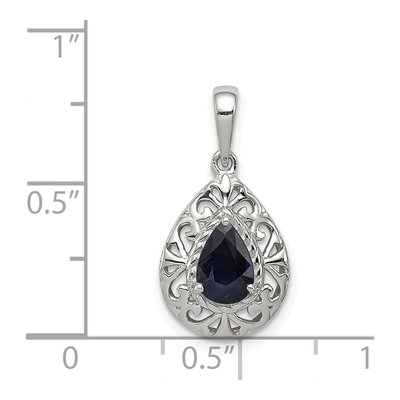 Sterling Silver Sapphire Teardrop Pendant – view 4