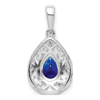Sterling Silver Sapphire Teardrop Pendant – view 5