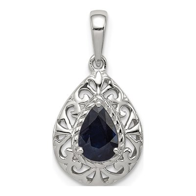 Sterling Silver Sapphire Teardrop Pendant