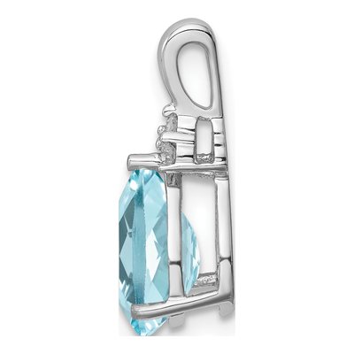 Sterling Silver Swiss Blue Topaz & White Topaz Circle Pendant – view 3