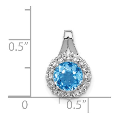 Sterling Silver Swiss Blue Topaz & White Topaz Circle Pendant – view 4