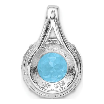 Sterling Silver Swiss Blue Topaz & White Topaz Circle Pendant – view 5
