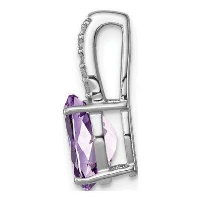 Sterling Silver 1/20 ct tw Rose de France Amethyst & Diamond Oval Pendant – view 3