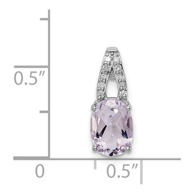 Sterling Silver 1/20 ct tw Rose de France Amethyst & Diamond Oval Pendant – view 4