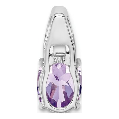Sterling Silver 1/20 ct tw Rose de France Amethyst & Diamond Oval Pendant – view 5