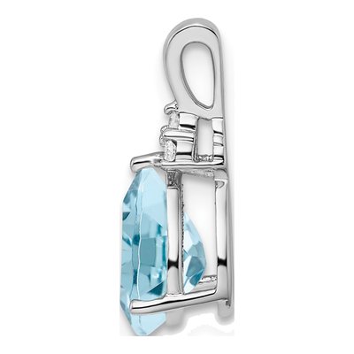 Sterling Silver Swiss Blue Topaz & Diamond Teardrop Pendant – view 3