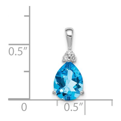 Sterling Silver Swiss Blue Topaz & Diamond Teardrop Pendant – view 4