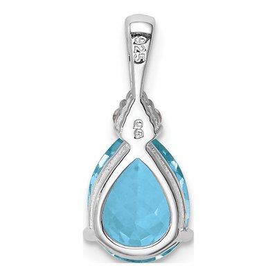 Sterling Silver Swiss Blue Topaz & Diamond Teardrop Pendant – view 5