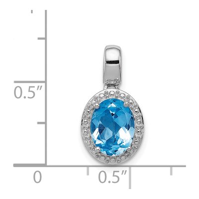 Sterling Silver Swiss Blue Topaz Oval Pendant – view 4