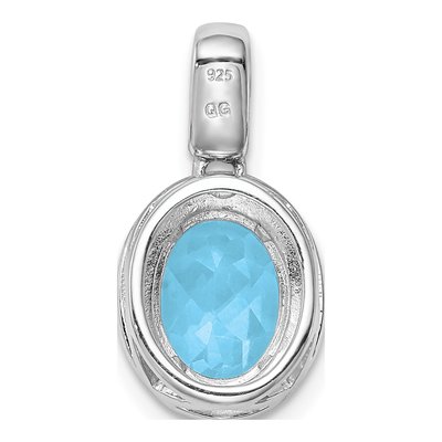 Sterling Silver Swiss Blue Topaz Oval Pendant – view 5