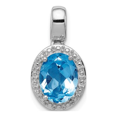 Sterling Silver Swiss Blue Topaz Oval Pendant