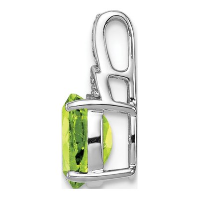 Sterling Silver Peridot & Diamond Oval Pendant – view 3