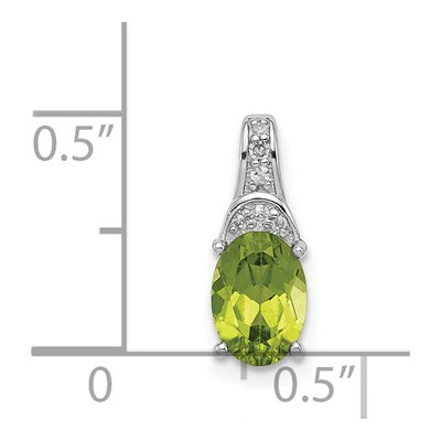 Sterling Silver Peridot & Diamond Oval Pendant – view 4