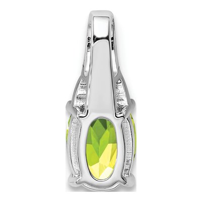Sterling Silver Peridot & Diamond Oval Pendant – view 5