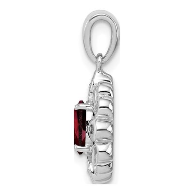 Sterling Silver Garnet & Diamond Oval Pendant – view 3