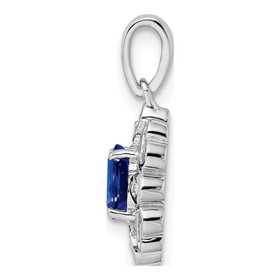 Sterling Silver Sapphire & Diamond Oval Pendant – view 3