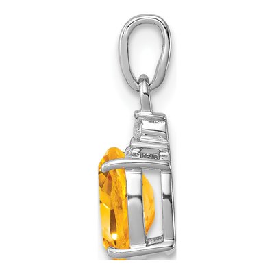Sterling Silver Citrine & Diamond Oval Pendant – view 3