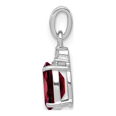 Sterling Silver Garnet & Diamond Oval Pendant – view 3