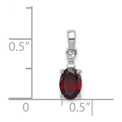 Sterling Silver Garnet & Diamond Oval Pendant – view 4