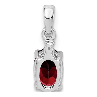 Sterling Silver Garnet & Diamond Oval Pendant – view 5