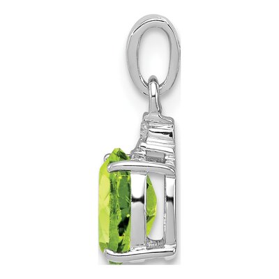 Sterling Silver Peridot & Diamond Oval Pendant – view 3
