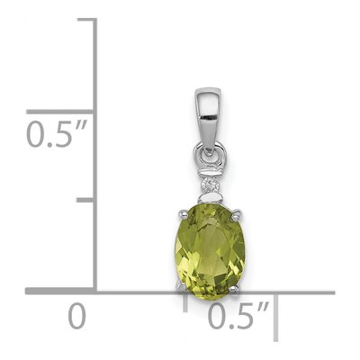 Sterling Silver Peridot & Diamond Oval Pendant – view 4
